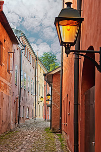 芬兰老城狭小的街道图片