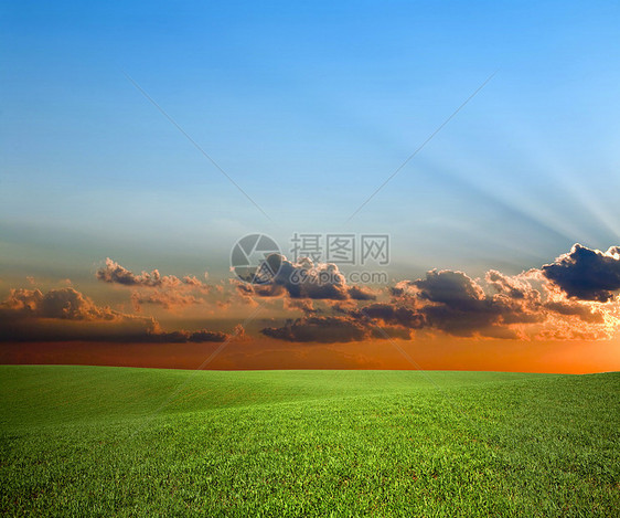 绿野阳光生活丘陵草地天空乡村场地植物牧歌地平线图片