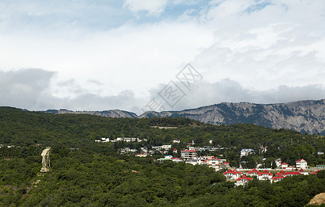 村庄旅行风景蓝色地形天空小屋岩石空气建筑顶峰图片