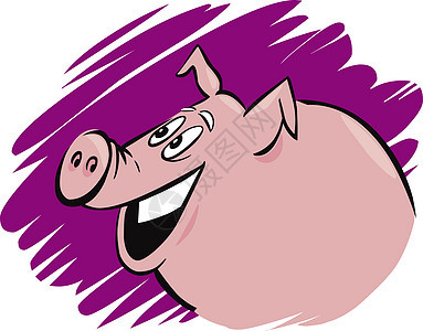 皮猪漫画小猪哺乳动物国家鼻子猪肉插图粉色农村绘画图片