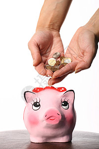 现金债务金融银行储蓄经济信用财富概念手指粉色图片