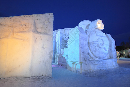 日本日积雪节雕刻雪祭雪花雕像白色季节水晶图片