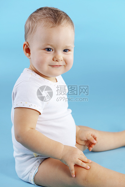 婴儿宝宝蓝色童年工作室儿童孩子微笑快乐图片