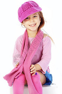 小女孩帽子乐趣孩子童年赤脚工作室围巾粉色育儿女儿图片