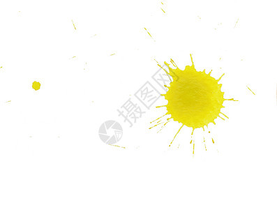 黄色飞黄飞沫圆圈斑点墨水液体白色图片