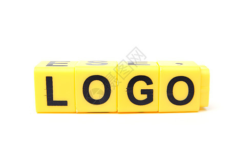 Logo 指向正方形立方体玩具拼字商业水平标识教育游戏白色图片
