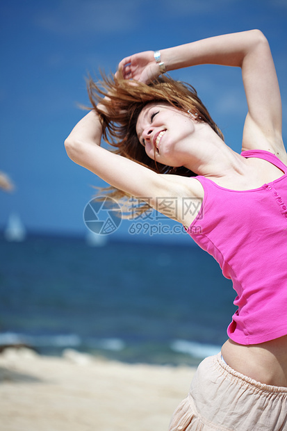 跳跃女孩自由街道女性霹雳舞成人有氧运动女士衣服海滩运动图片