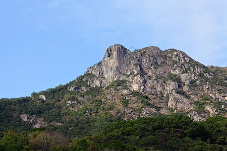 香港的狮子石蓝色狮子精神绿色岩石头脑天空地标城市晴天图片