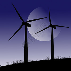 风力涡轮机空气蓝色生产力量风车月亮场地创新资源发电机图片