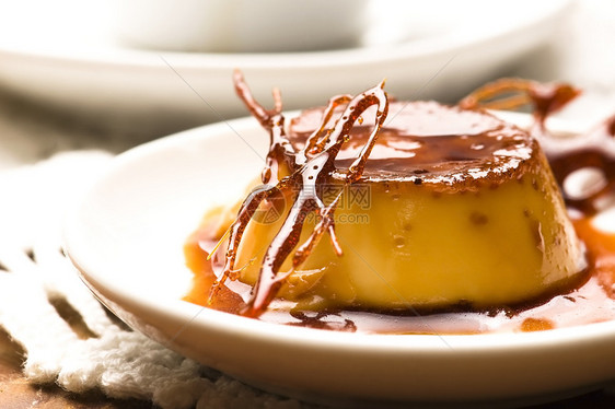 美味可口的焦糖甜点餐厅奶油奢华巧克力棉花美食宏观育肥蛋糕饮食图片