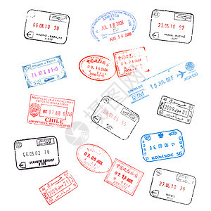 一套各种护照签证印章图片