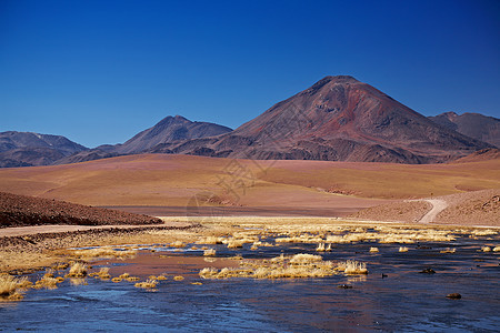 智利阿塔卡马地区里奥普塔纳和火山孤独旅游爬坡天空地形沙漠气候顶峰地标旅行图片