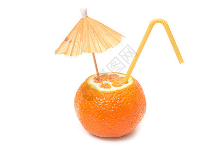 鸡尾酒加雨伞和稻草食物水果杯子橙子果汁情调果味饮料阳伞热带图片