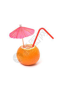 鸡尾酒加雨伞和稻草杯子水果遮阳棚食物热带派对橙子情调饮料果味图片