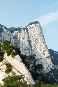 中国习安华山圣山岩石旅游楼梯爬坡旅行远足天空脚步悬崖宗教图片