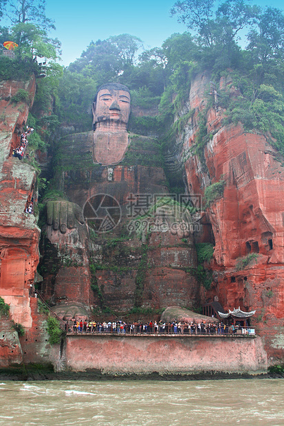 中国四川黎山大佛佛洞穴雕刻宗教旅行峨嵋纪念碑历史岩石上帝文化图片