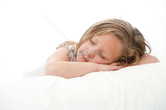 女孩睡觉的高度关键肖像图片