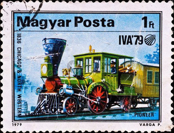 邮戳显示火车头“ Pioneer”图片