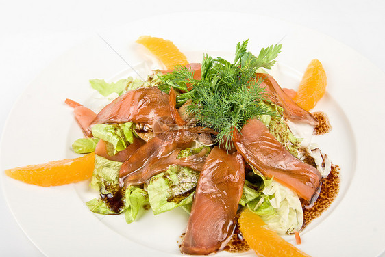鱼沙沙拉香料味小吃营养蔬菜树叶食物美食香菜午餐宏观图片