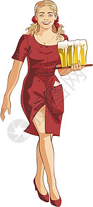 金发女服务员 啤酒酒吧图片