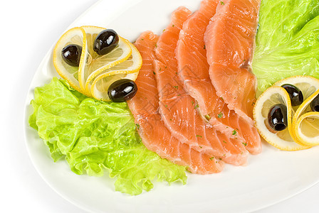 鲑鱼特写鳟鱼橙子寿司沙拉餐厅美食胡椒市场美味叶子图片