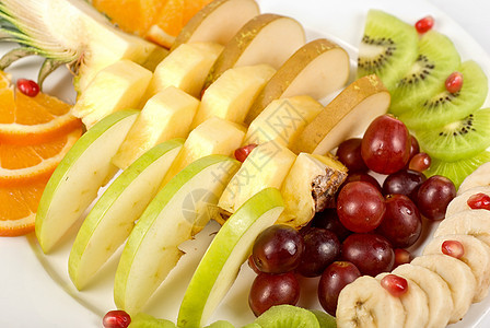 水果杂闭饮食叶子维生素菠萝柚子热带收藏食物奇异果营养图片
