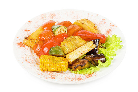 烧烤蔬菜午餐茄子餐厅洋葱炙烤菠萝橙子烤串油炸盘子图片