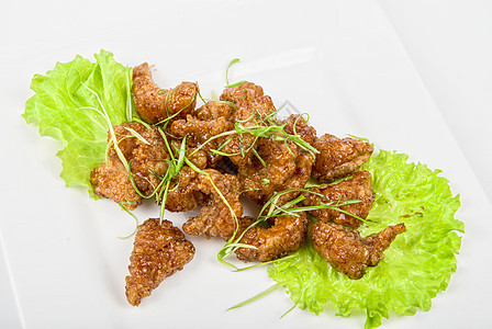 在焦糖里烤的鱼片蔬菜盘子厨房烹饪饮食洋葱青菜美食营养午餐图片