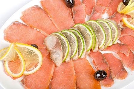 鱼群特写蔬菜美食海鲜营养柠檬烹饪胡椒密友橙子盘子图片