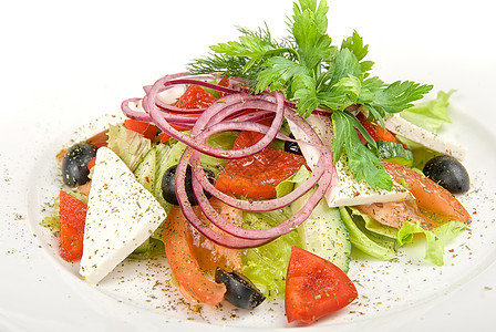 希腊沙拉盘子香料味蔬菜玉米香料小吃黄瓜营养洋葱胡椒图片