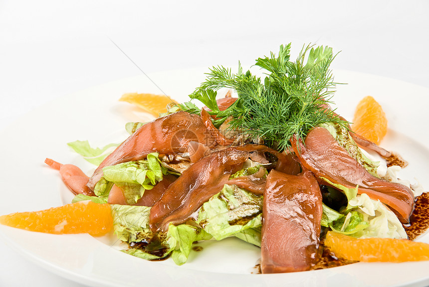 鱼沙沙拉香料味餐厅蔬菜小吃烹饪营养美食宏观食物香菜图片
