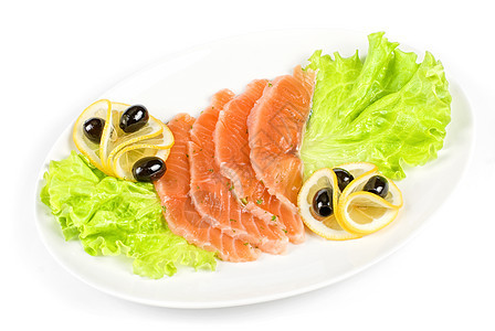 鲑鱼特写食物胡椒柠檬蔬菜美味牛扒鳟鱼沙拉餐厅盘子图片