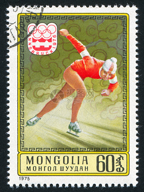 滑冰短跑海豹运动刀刃邮票活动溜冰者邮件古董集邮图片