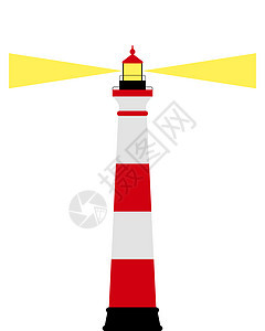 灯塔插图导航航行信号航海红色海洋支撑白色黄色背景图片