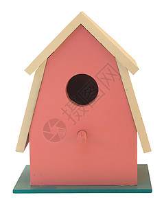 粉鸟屋木头房子粉色季节性图片