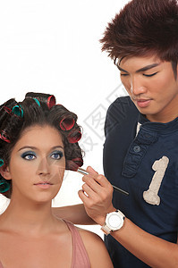 头发和化妆卷发器女士男性男人沙龙发型眼睛美容化妆品女性图片
