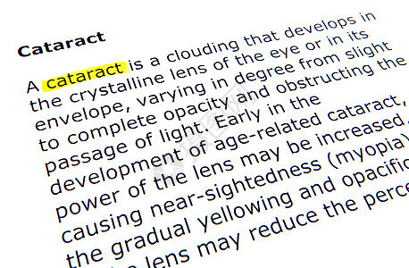 白内障宏观学习教育文档字典黄色打印教科书手册教学图片