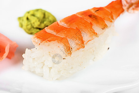 乳干寿司食物宏观蔬菜异国午餐白色盘子海鲜厨房红色图片