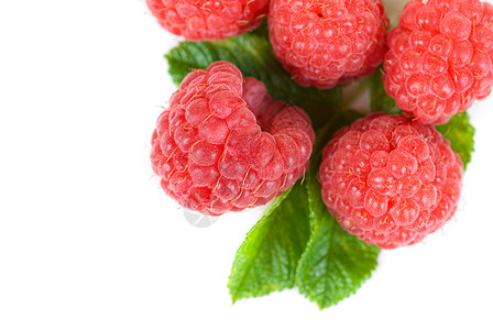 新鲜草莓水果甜点叶子花园团体美食浆果宏观果味覆盆子图片