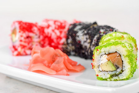 寿司卷寿司美食文化鱼子饮食美味芝麻柠檬海鲜午餐图片