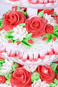 结婚蛋糕婚礼派对甜点花瓣庆典投标花束沙漠玫瑰花朵图片
