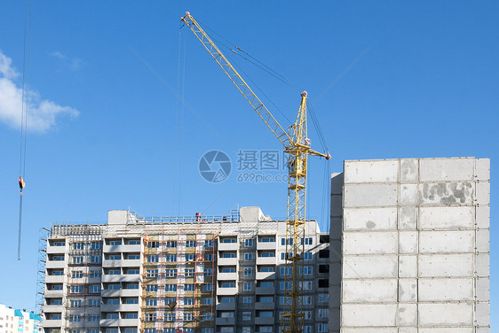 建筑物生长住宅财产办公室蓝色摩天大楼工程建筑学起重机商业图片