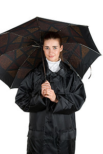 伞式雨伞工作室女士女性天空头发微笑季节乐趣天气女孩图片
