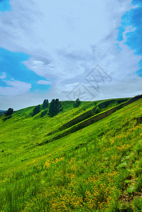 夏季风景农村美丽土地场景草地场地阳光季节木头农场图片