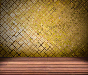 金金色马赛格墙和木地板图片