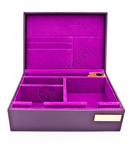 白色背景上孤立的紫色皮箱图片