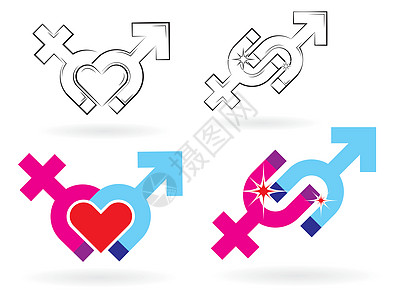 性别符号男性和女性符号的磁力插画