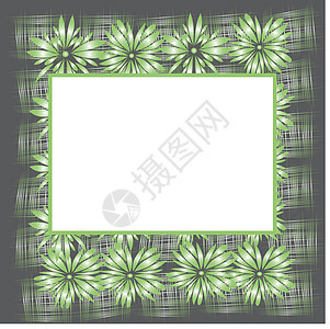 原始花板框架明信片插图绿色灰色植物群正方形图片