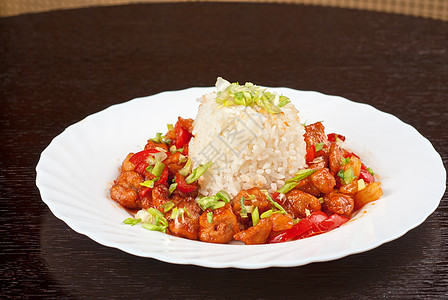 猪肉和日本大米美味蔬菜吃饭橙子菜单盘子时间餐厅美食胡椒图片