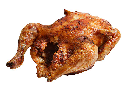 烤鸡 孤立在白色的小鸡食物派对家禽野餐盘子草药皮肤烧烤工作室图片